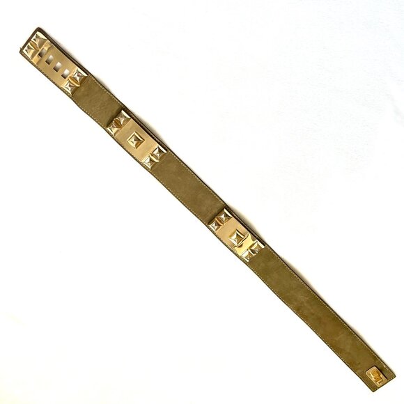 Badge Vintage Leather Studded Suede Leather made in Italy Belt M main image 4